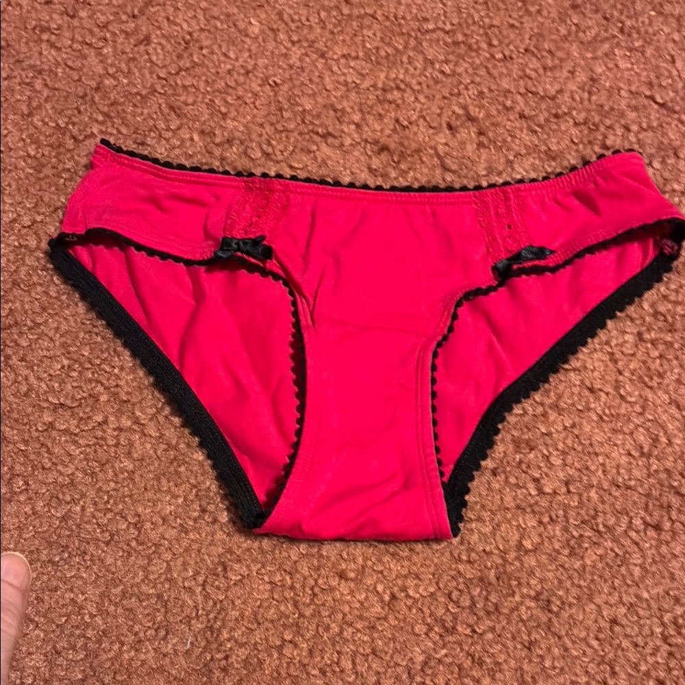Red and Black Lace Trim Panties